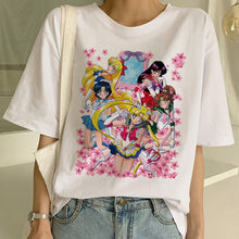 Load image into Gallery viewer, Sailor Moon Summer New Fashion T Shirt Women Harajuku Short Sleeve Fun Ulzzang T-Shirt Cute Cat Tshirt Cartoon Top Tees Female